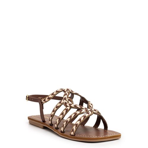 Rasteira Café de Tiras Trançadas