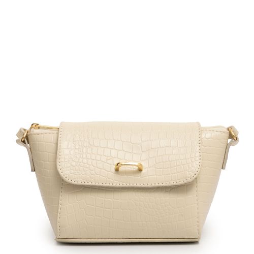Bolsa Pequena Couro Croco Off White