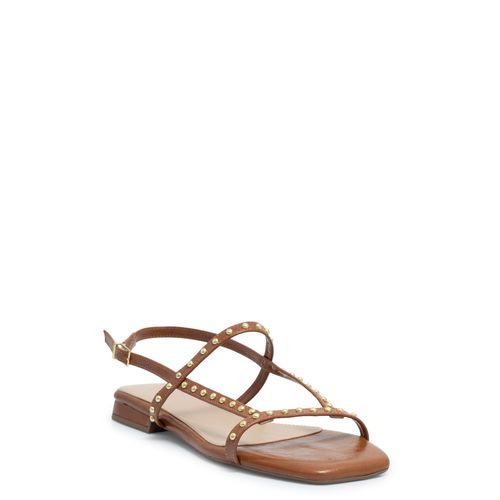 Rasteira Caramelo Tiras Rebites