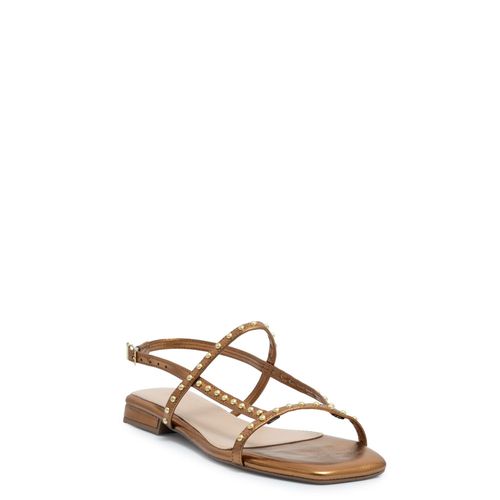 Rasteira Bronze Tiras Rebites