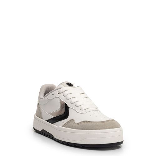 Tênis Recortes Branco e Preto