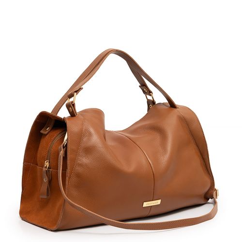 Bolsa Couro Camurça Caramelo