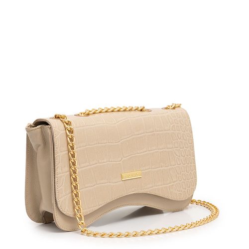 Bolsa de Ombro Couro Croco Off White