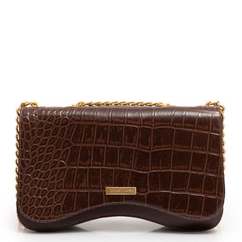 Bolsa de Ombro Couro Croco Café