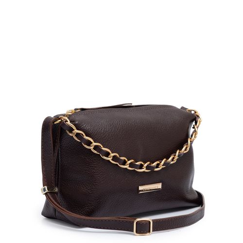 Bolsa Café Detalhe Corrente Couro