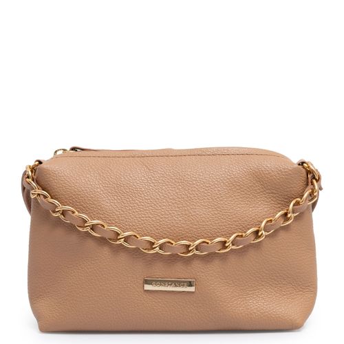 Bolsa Nude Detalhe Corrente Couro