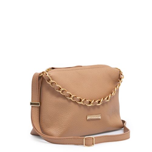 Bolsa Nude Detalhe Corrente Couro