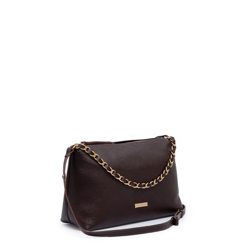 Bolsa Detalhe Corrente Couro Café