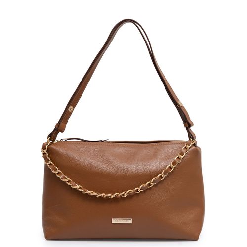 Bolsa Detalhe Corrente Couro Caramelo