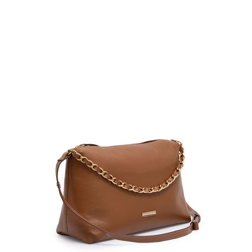Bolsa Detalhe Corrente Couro Caramelo