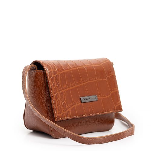 Bolsa Tiracolo Couro Texturizado Caramelo