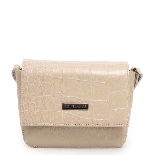 Bolsa Tiracolo Couro Texturizado Off White