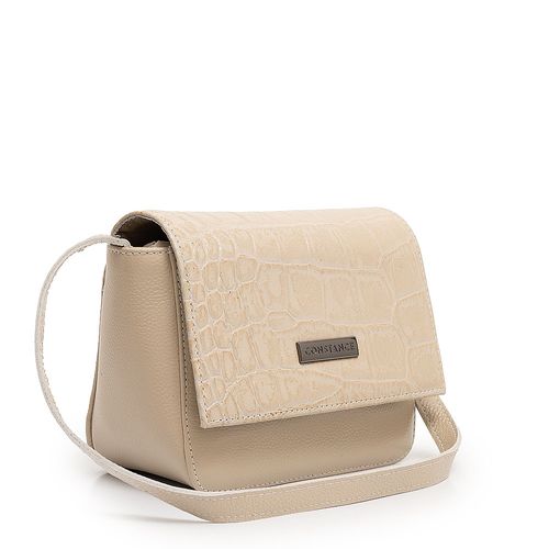 Bolsa Tiracolo Couro Texturizado Off White