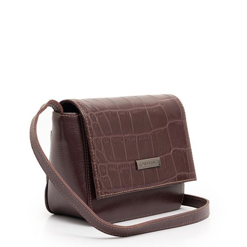 Bolsa Tiracolo Couro Texturizado Bordô