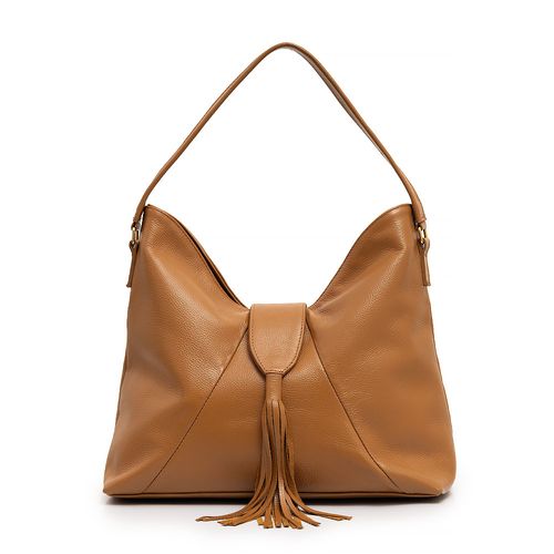 Bolsa Hobo Couro Barbicacho Caramelo