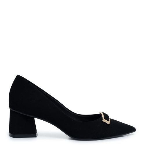 Scarpin Preto Nobuck Enfeite Passador