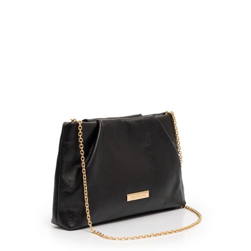 Bolsa Tiracolo Preto Alça Corrente Couro