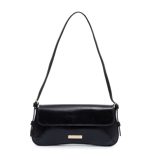 Bolsa Preta Baguete Couro