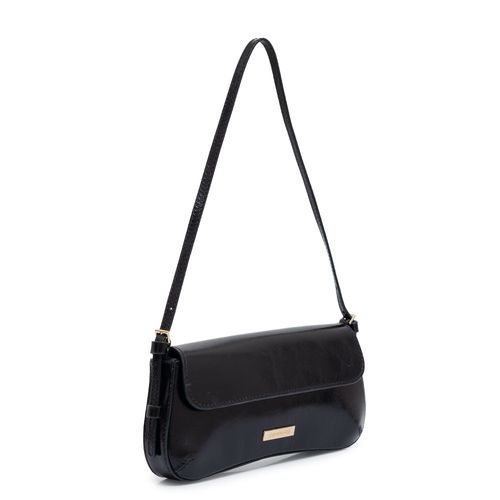 Bolsa Preta Baguete Couro