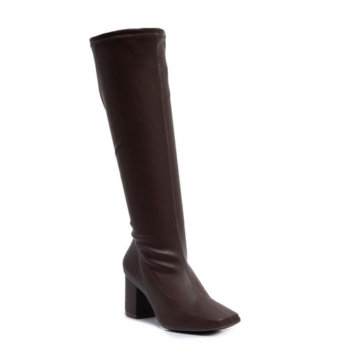 Bota Marrom Cano Longo Stretch