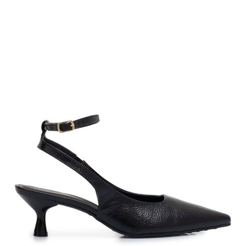 Scarpin Slingback Preto em Verniz