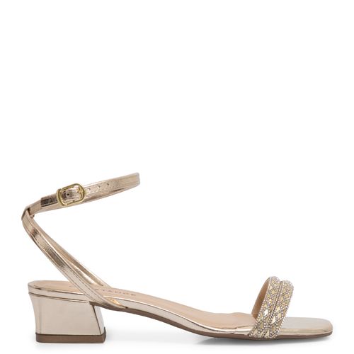 Sandália Dourada Tiras Strass
