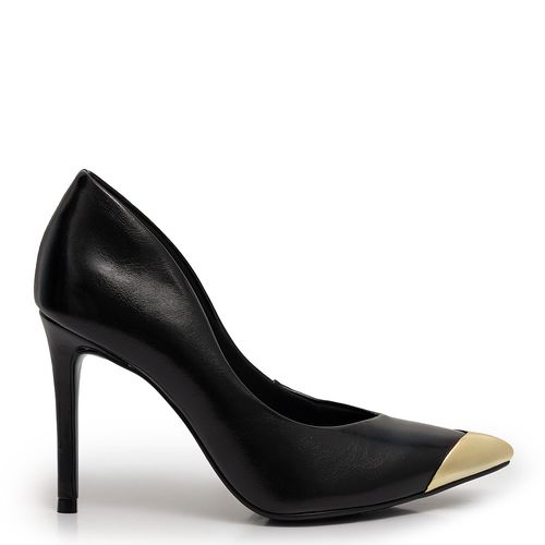 Scarpin Preto Biqueira Dourada