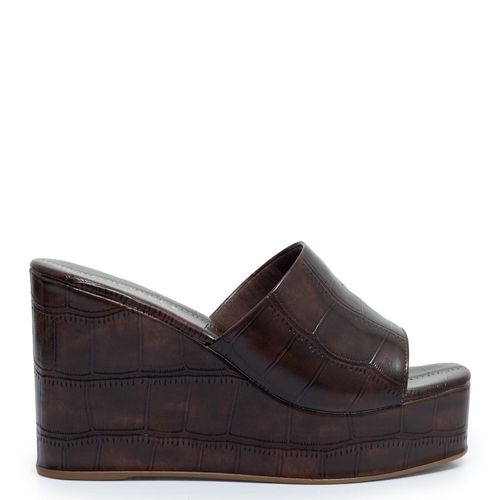 Tamanco Anabela Café Textura