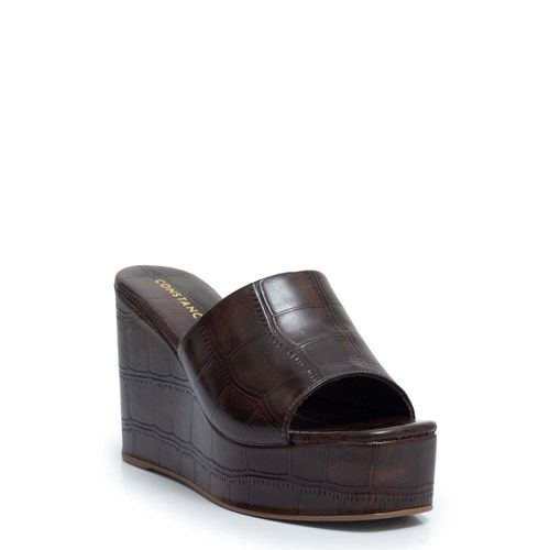 Tamanco Anabela Café Textura