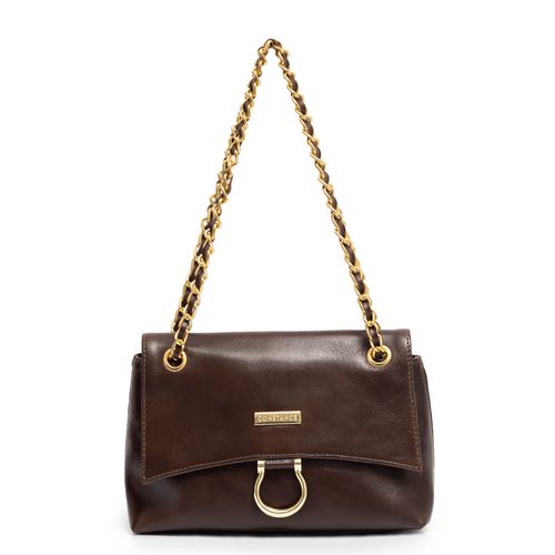 Bolsa Couro Café Alça Corrente