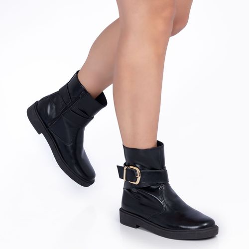 Ankle Boot Preta Fivela