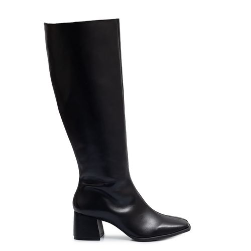 Bota Preta Couro Cano Longo