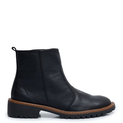 Bota Preta Couro Tratorada