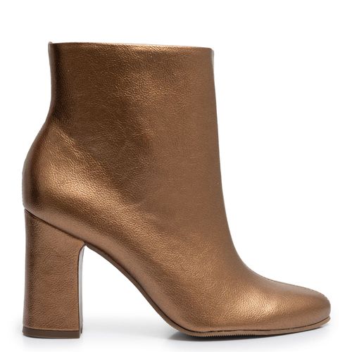 Ankle Boot Bronze Textura Salto Alto