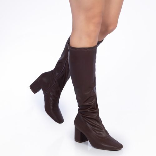 Bota Marrom Cano Longo Stretch