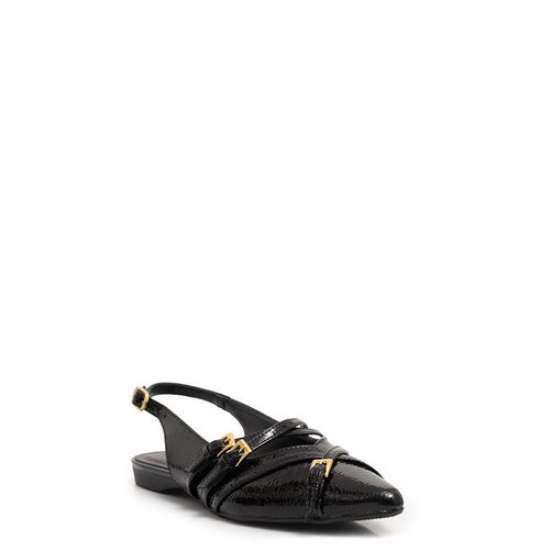 Sapatilha Preto Tiras Fivelas