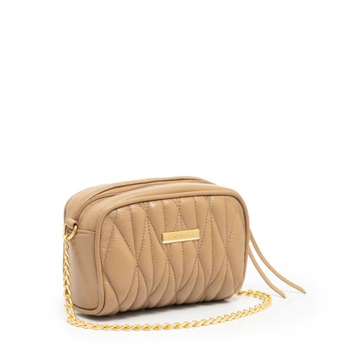 Bolsa Tiracolo Pequena Couro Taupe