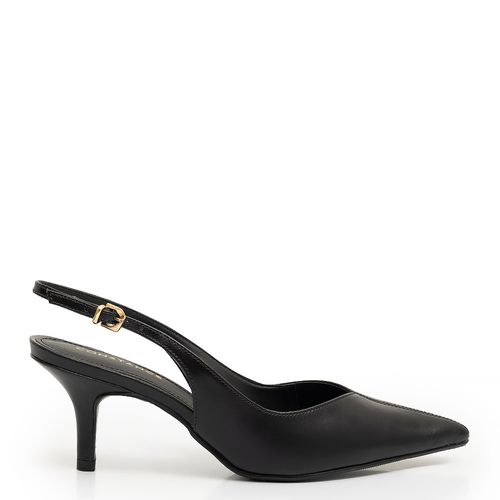 Scarpin Slingback Preto Couro