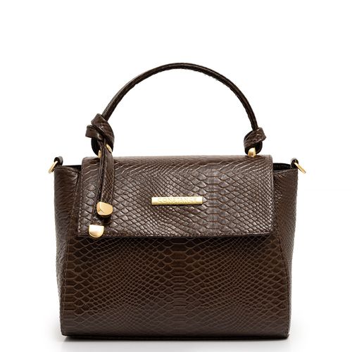 Bolsa Baú Couro Café Texturizado