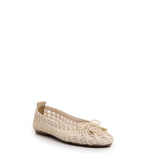 Sapatilha Off White Tela Tramado Laço
