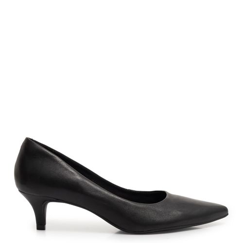 Scarpin Preto Couro Salto Fino