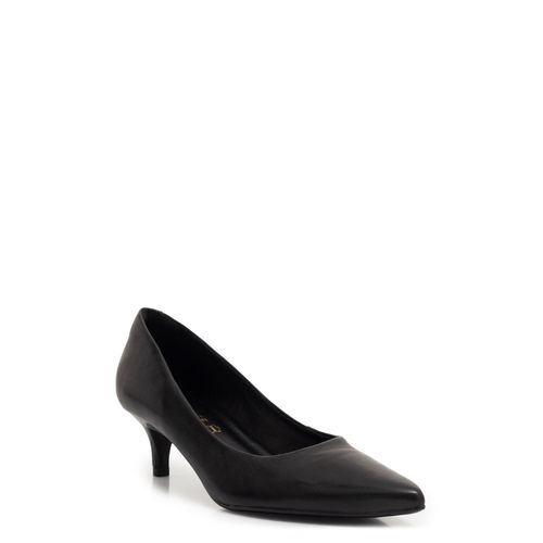 Scarpin Preto Couro Salto Fino