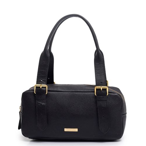 Bolsa Baguete Fivelas Preta