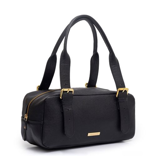 Bolsa Baguete Fivelas Preta