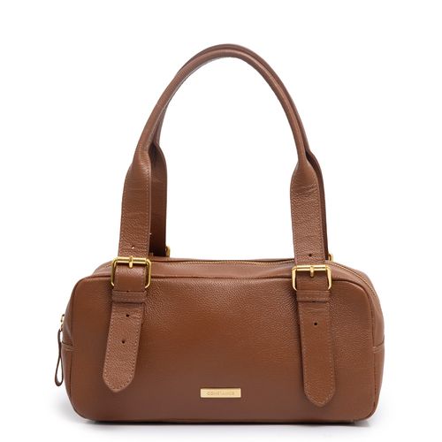 Bolsa Baguete Fivelas Caramelo