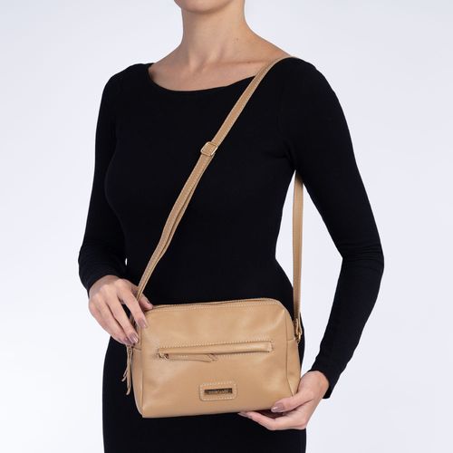 Bolsa Tiracolo Couro Bege