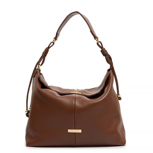 Bolsa Hobo Couro Penduricalho Marrom