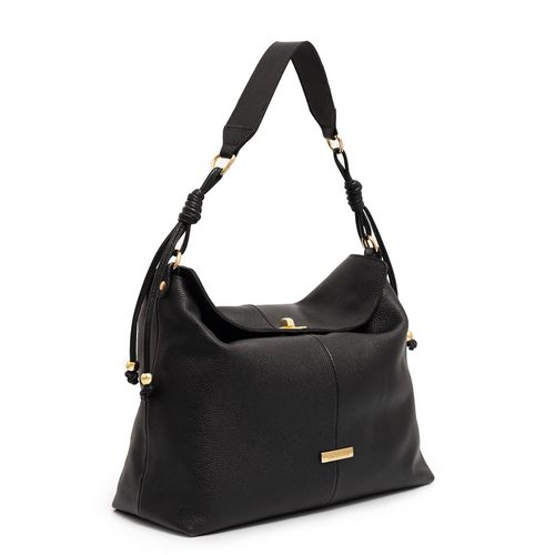 Bolsa Hobo Couro Penduricalho Preta