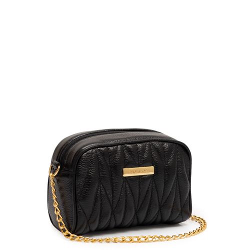 Bolsa Tiracolo Pequena Couro Preta