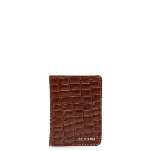 Porta Cartão Couro Croco Caramelo